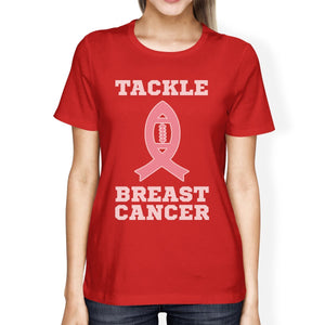 Tackle Breast Cancer Football Womens Red Shirt