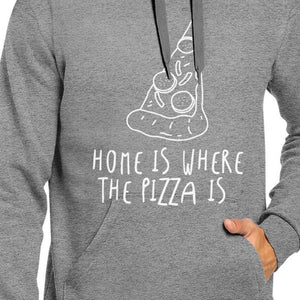 Home Where Pizza Unisex Gray Hoodie Cute Graphic For Pizza Lovers